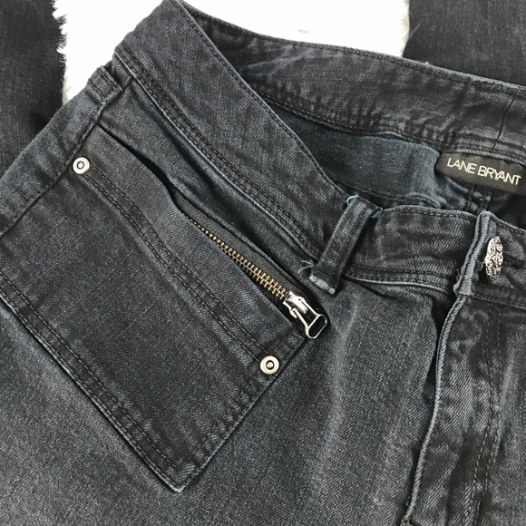 Lane Bryant Black Straight Leg Zipper Pocket Jeans - Picture 3 of 8